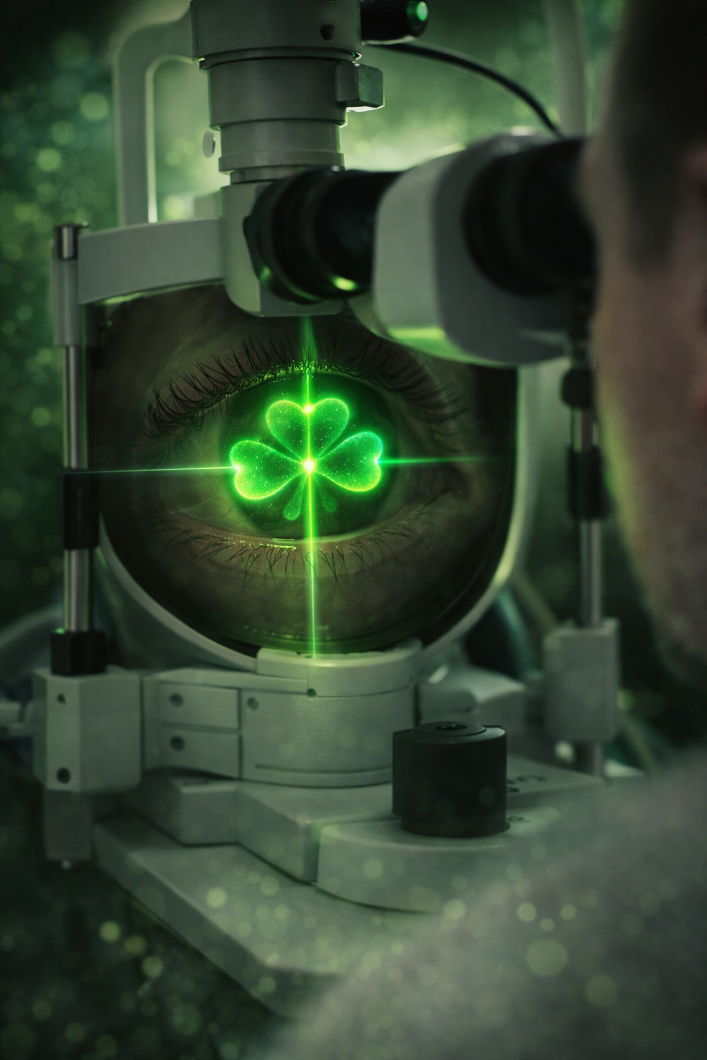 St Patrick's Day shamrock slit lamp image